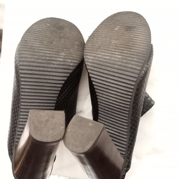 Tibi Womens Black Laser Cut Open Toe Wood Stacked Block Heel Mules 38 - Picture 6 of 8